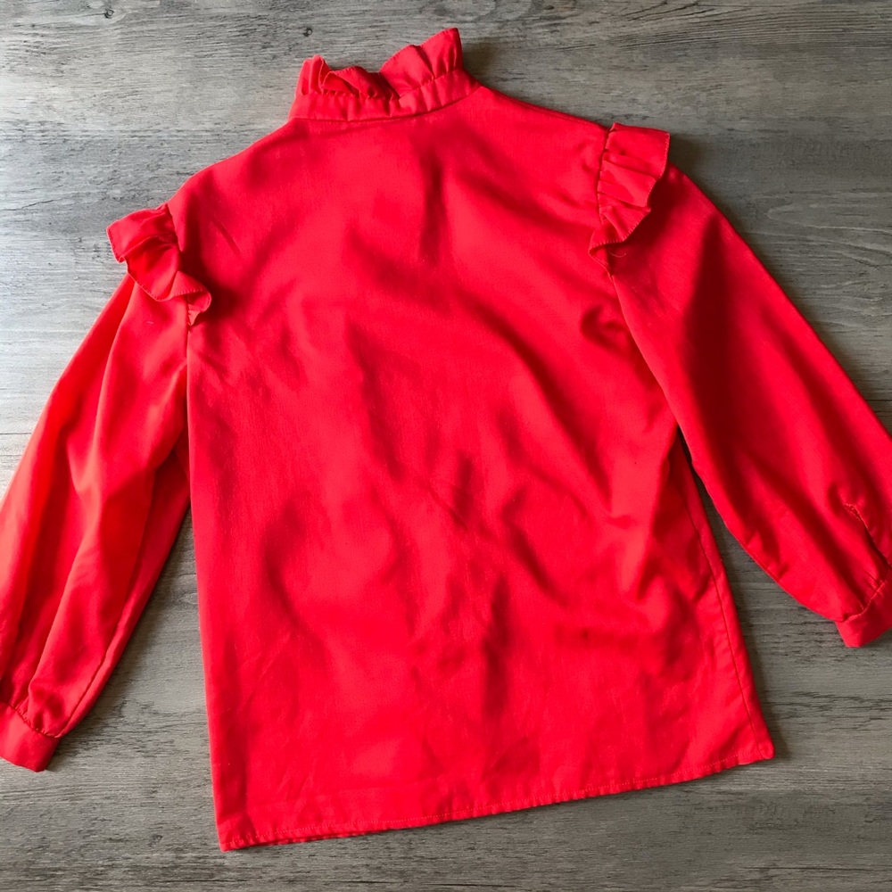 Vtg Red Ruffle Top - Picture 2 of 5